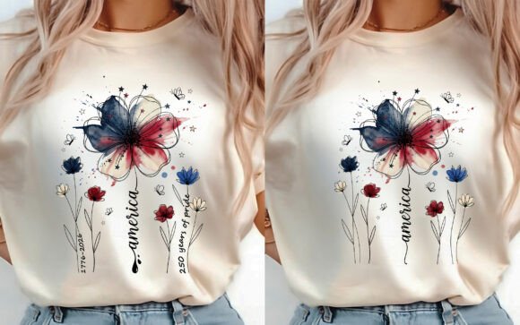 Download Boho Floral USA 250 T-shirt Design 2 PNG - Shirt design Collection