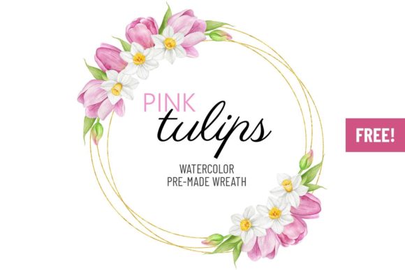 Download FREE Tulip and Daffodil Flowers Wreath - Flowers Collection