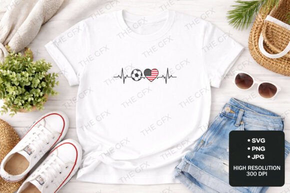 Download Soccer Heartbeat USA SVG T-Shirt Design - Shirt design Collection