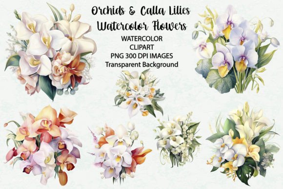 Download Orchids Calla Lilies Flowers Watercolor - Flowers Collection